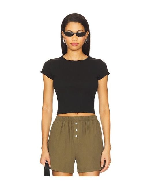 Goldie Black Pointelle Baby Tee