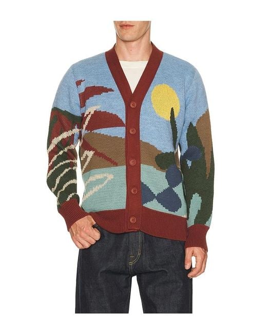 Far Afield Blue Buckley Cardigan Sweater for men