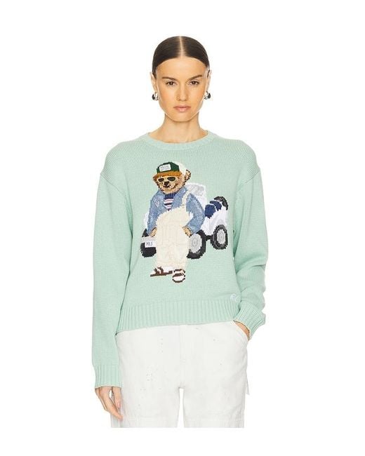 Polo Ralph Lauren Blue Polo Bear Cotton Sweater - Women's - Cotton