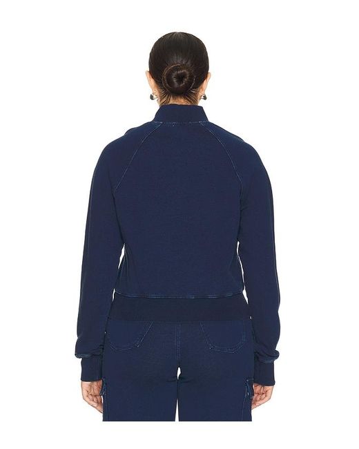 GOOD AMERICAN Blue Jeanius Mock Zip Pullover