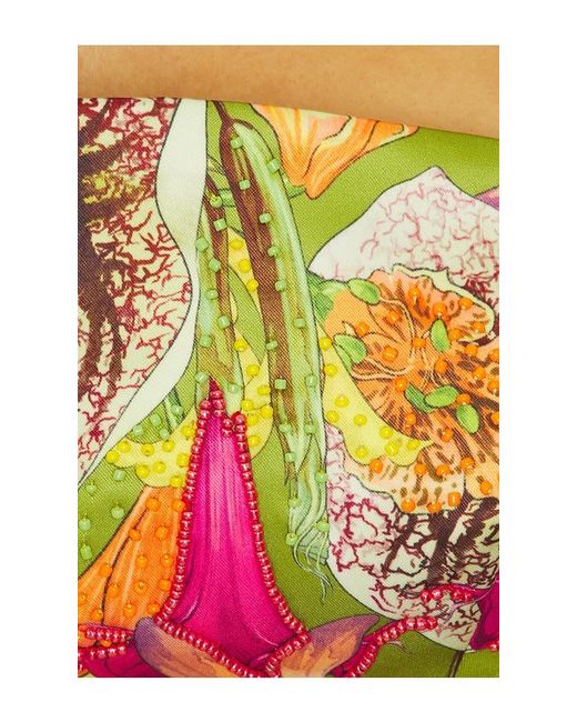Muma World Green Beaded Floral Canopy Crop Top