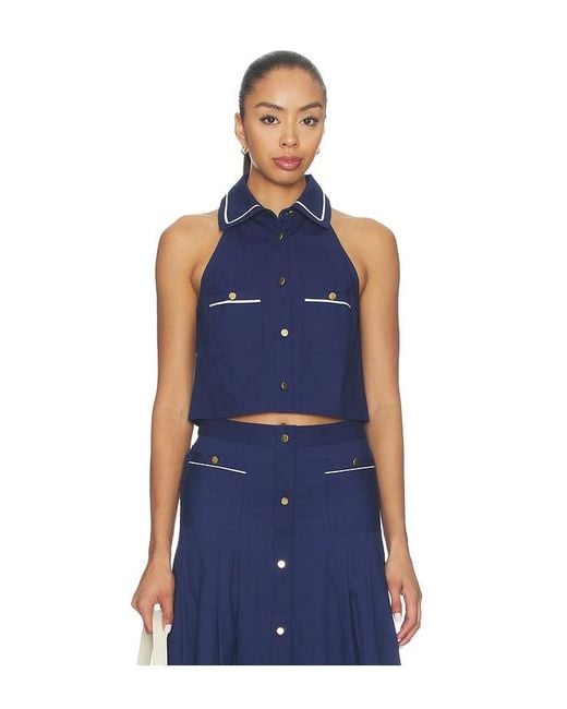 SER.O.YA Blue Yumi Poplin Top
