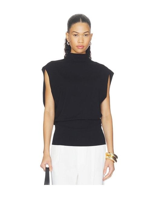 Jonathan Simkhai Black Juli Draped Cape Top