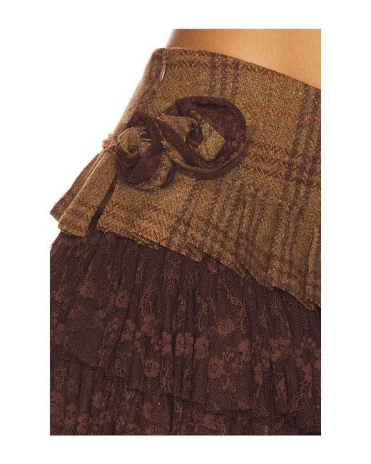 ZEMETA Brown Rosette Wool Skort