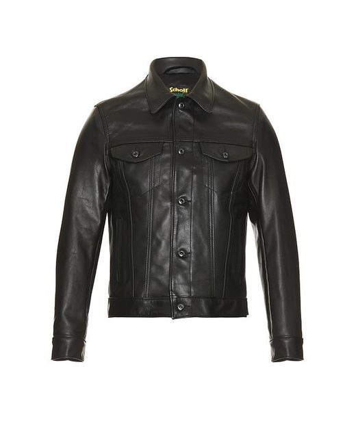 Schott Nyc Black Naked Cowhide Jean Style Jacket for men