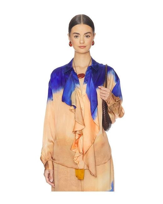 Ulla Johnson Blue Gesture Long Sleeve Silk Blouse