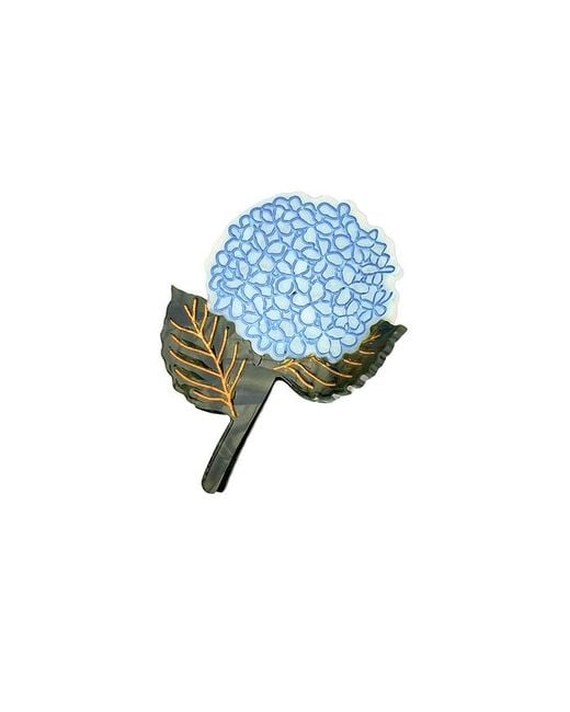 Solar Eclipse Blue Hand-Painted Hydrangea Claw Hair Clip