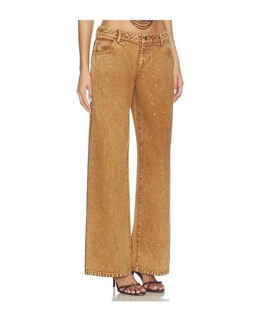 Leslie Amon Natural X Revolve Denim Rhinestone Festival Pants