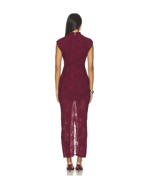 ROTATE BIRGER CHRISTENSEN Red Flower Mesh Maxi Dress