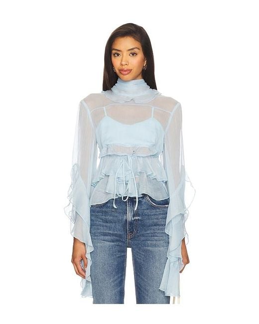 Bardot Anyssa ラッフルブラウス Blue