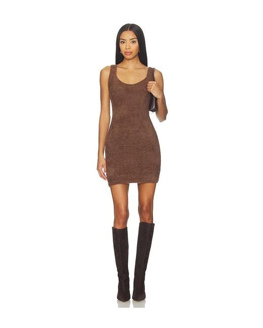 SNDY'S Brown Kailey Fluffy Mini Dress