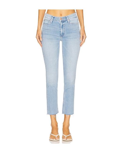 Mother Blue The Mid Rise Dazzler Ankle Fray Jeans