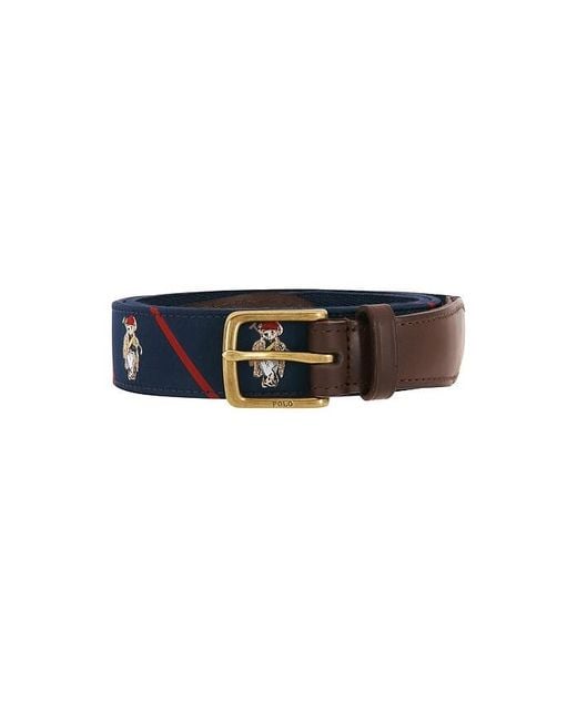 Polo Ralph Lauren White Ribbon & Leather Seasonal Bear Belt for men