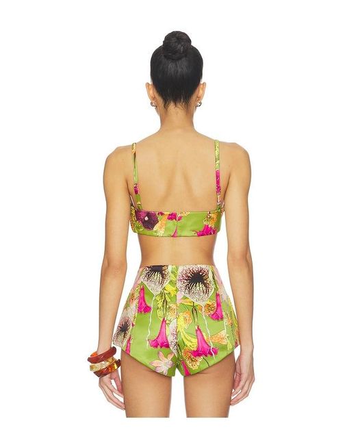 Muma World Green Beaded Floral Canopy Crop Top