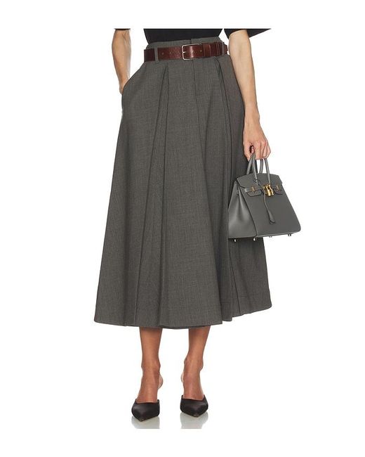 Helsa Gray Wool Blend Pleated Skirt