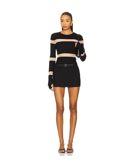 Michael Lauren Black Vex Long Sleeve Fitted Top