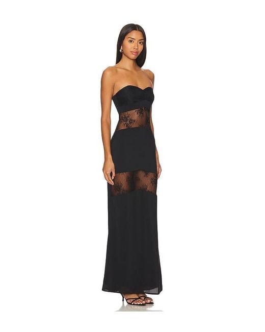 superdown Black Sheer Lace Maxi Dress