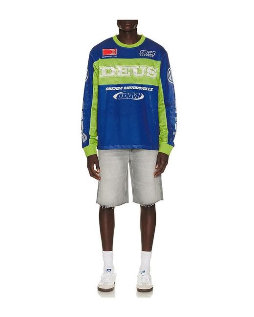 Deus Ex Machina Blue Step Out Moto Jersey for men