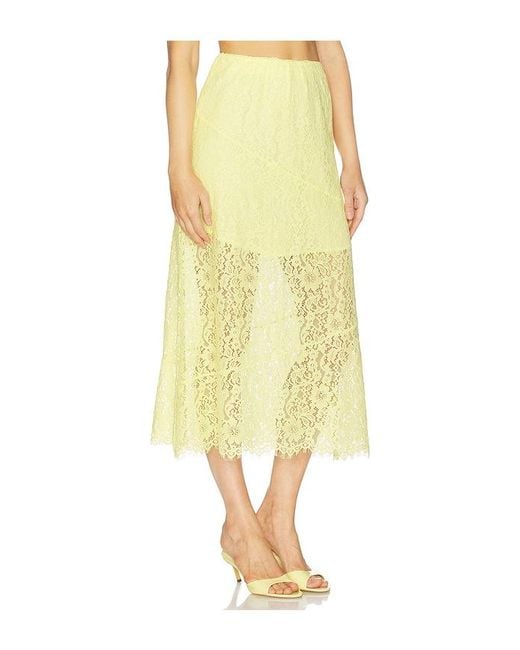 Cami NYC Yellow Effie Lace Midi Skirt