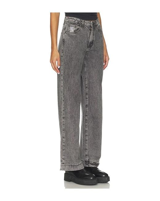 One Teaspoon Gray Jackson Mid Waist Wide Leg Jeans