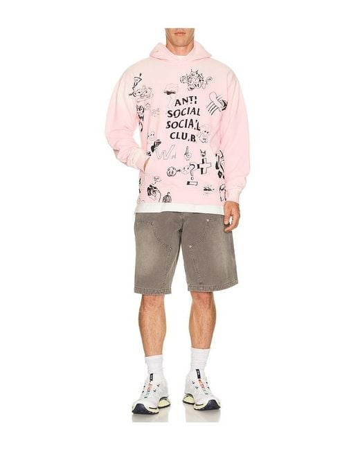 ANTI SOCIAL SOCIAL CLUB Pink Illustrated Hoodie for men