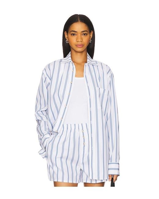 Camisa Abotonada En Color Azul Talla En DONNI. de color White