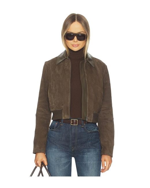 Vince Brown Suede Shrunken Bomber