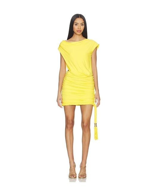 Jonathan Simkhai Yellow Nyla Draped Jersey Mini Dress