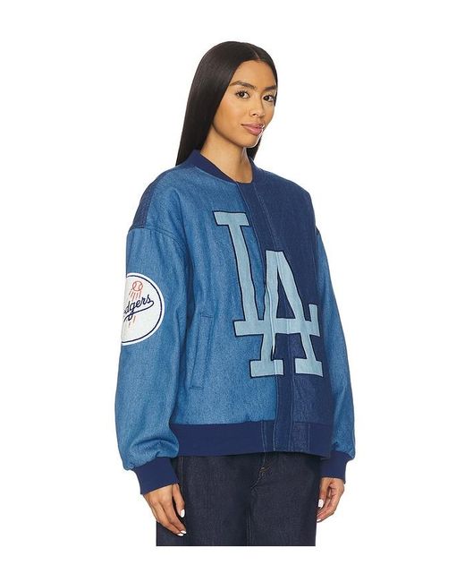 Terez Blue X Revolve Dodgers Denim Logo Bomber