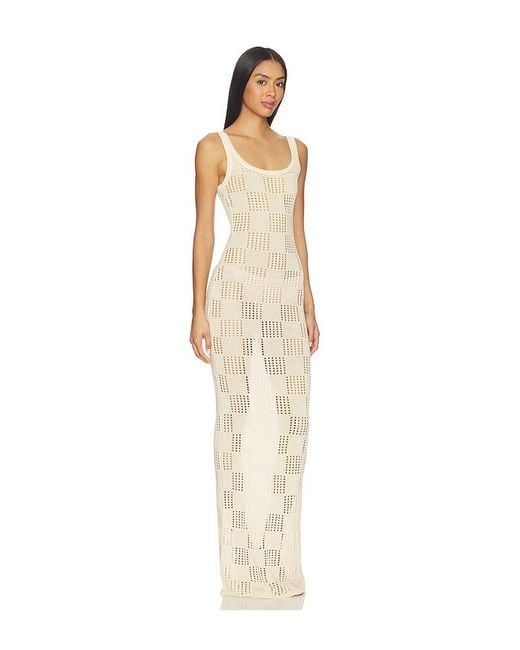 SNDY'S Natural Breanna Crochet Shimmer Maxi Dress