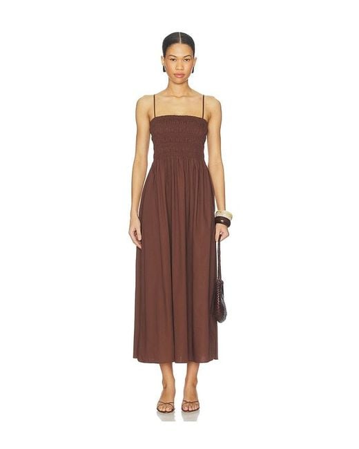 Pistola Brown Bianca Shirred Bodice Dress