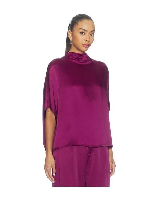 LAPOINTE Purple Satin Cape Tee