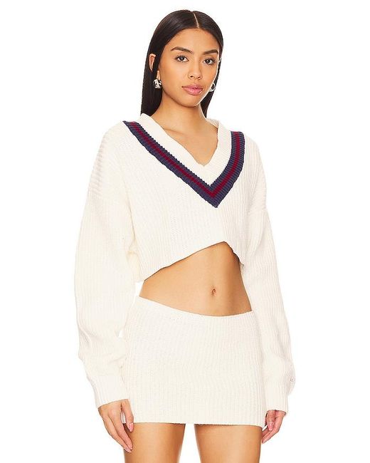 Champion White X Danielle Guizio Crop Rib Knit Pullover Sweater