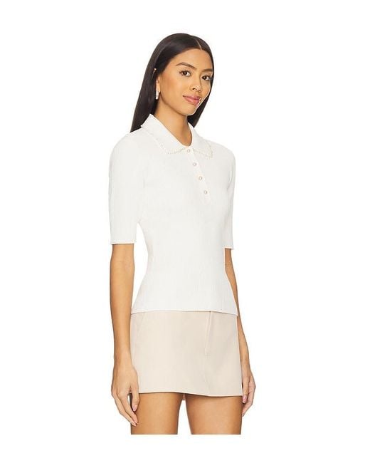 Autumn Cashmere White Pearl Trimmed Polo Top