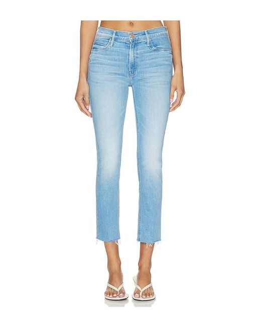 Mother Blue The Mid Rise Dazzler Crop Fray Jeans
