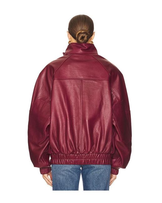 Helsa Red The Oversized Leather Bomber