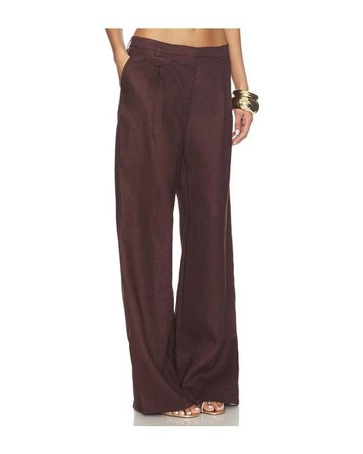 Bardot Brown Geordy Hipster Linen Pant
