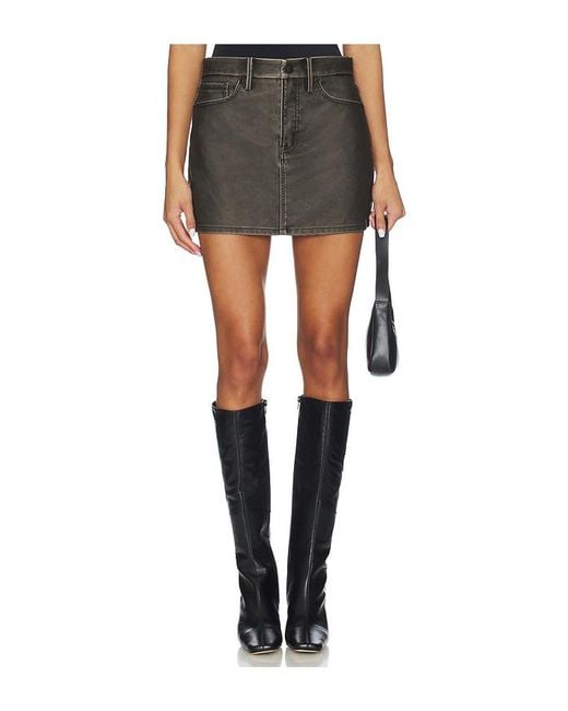 GOOD AMERICAN Black Faux Leather Good 90S Mini Skirt