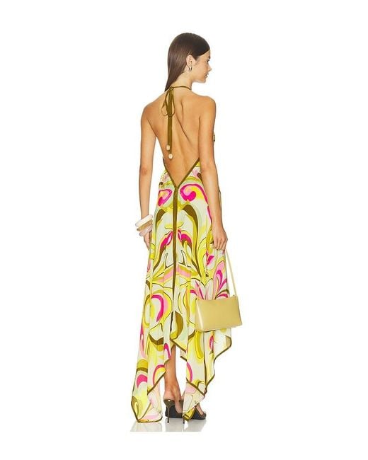 Rococo Sand Metallic High-Low Handkerchief Dress