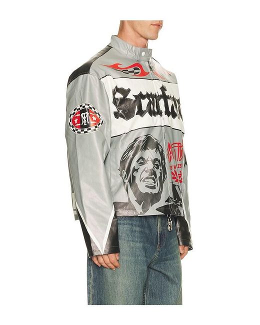 Reason Gray Scarface Moto Pu Jacket for men