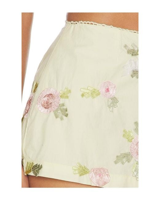 For Love & Lemons Yellow Ribbon Flowers Skort