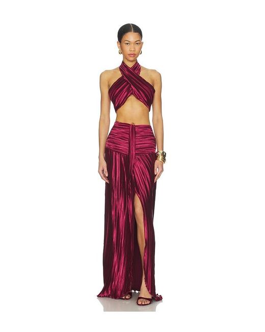 Sonya Moda Red Joelle Plisse Halter Top