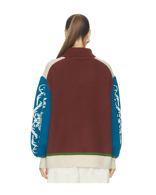 ALÉMAIS Blue Lasso Patchwork Knit Sweater