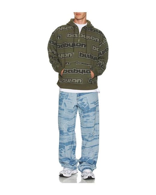 Babylon Green All Over Hoodie for men