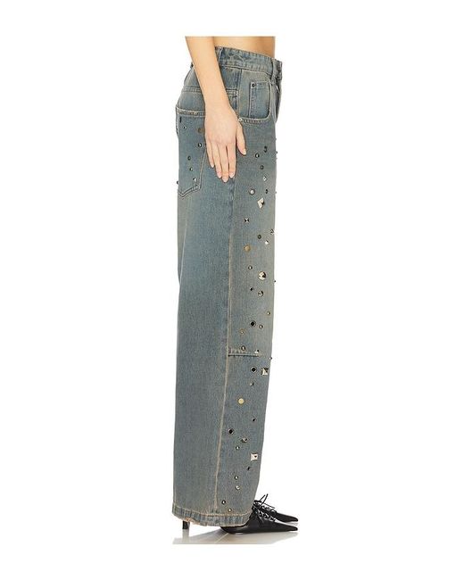 Jaded London Green Studded Colossus Wide Leg Jeans