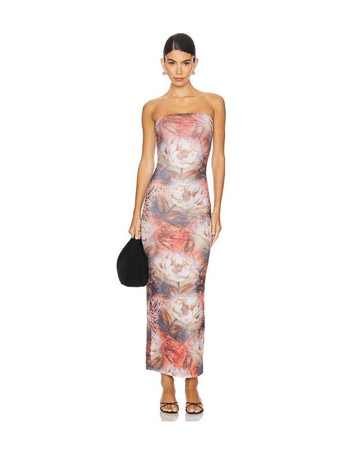 superdown Brown Gabi Semi-Sheer Mesh Maxi Dress