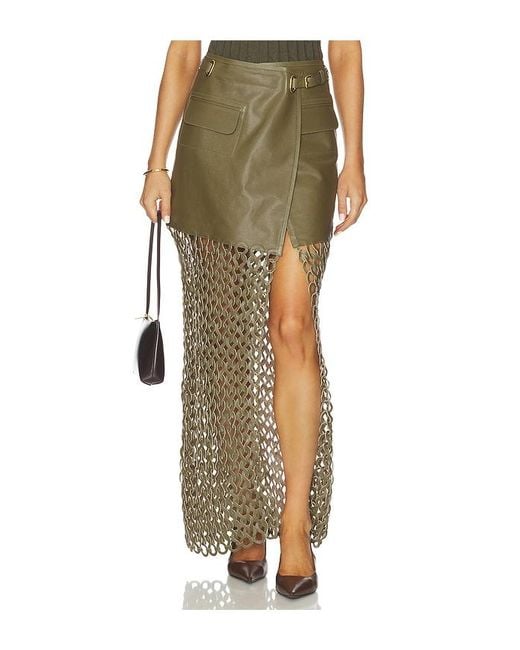 NonChalant Label Green Kallan Leather Skirt