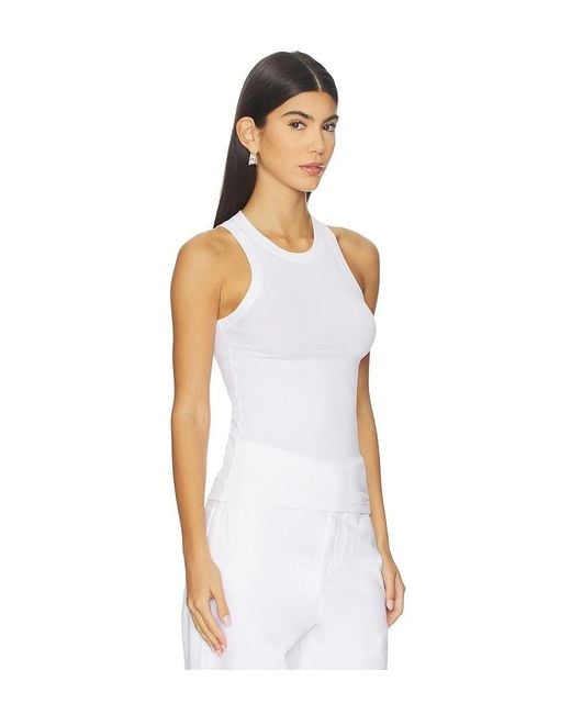 AYA MUSE White Simple High Neck Tank Top