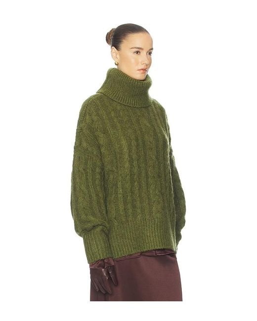 Helsa Green Claudiya Cable Turtleneck