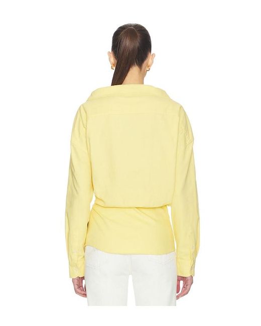 Area Yellow Satin Knot Oxford Shirt